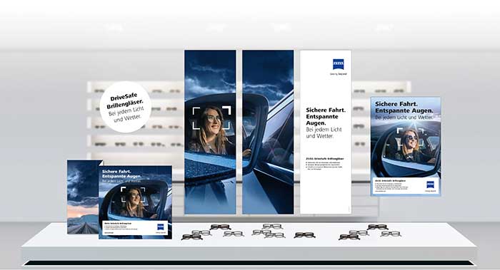 Mit der neuen ZEISS DriveSafe Kampagne können Sie als Augenoptiker auf die Wichtigkeit von besserem Sehen beim Autofahren aufmerksam machen